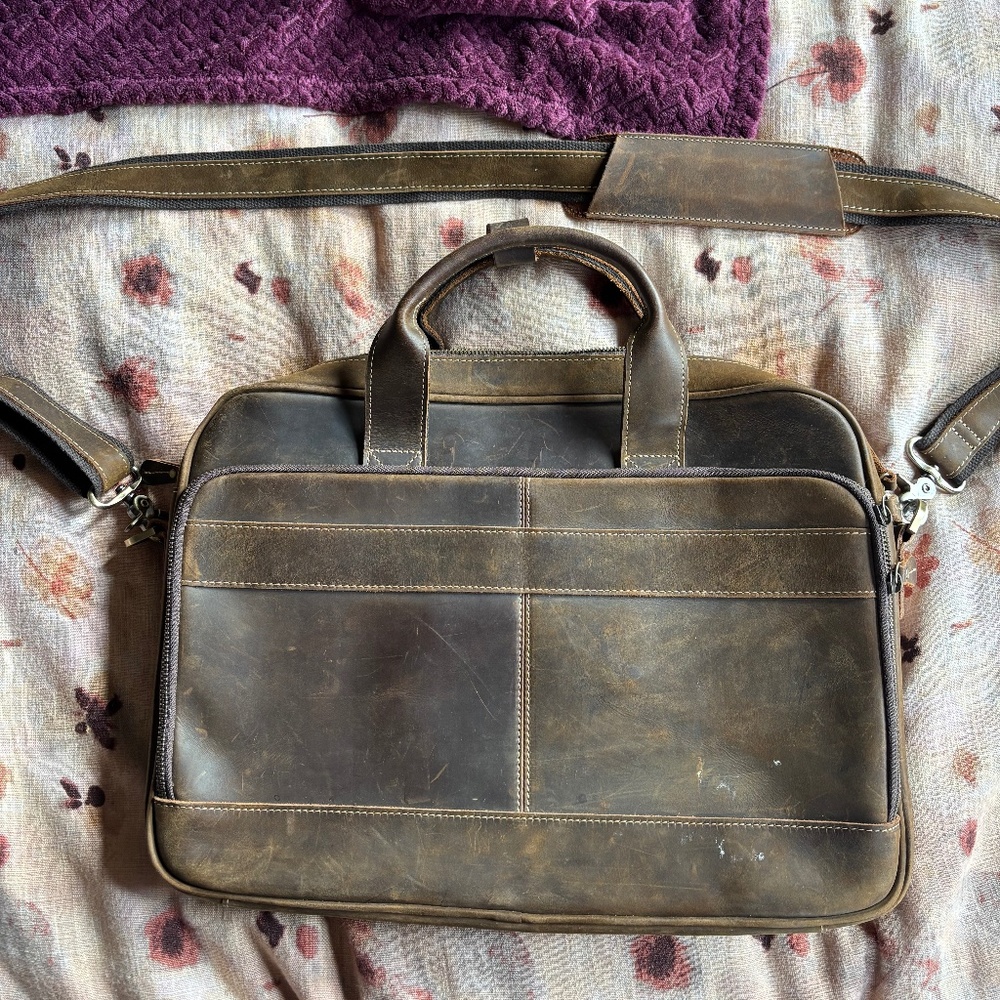 Brown laptop bag